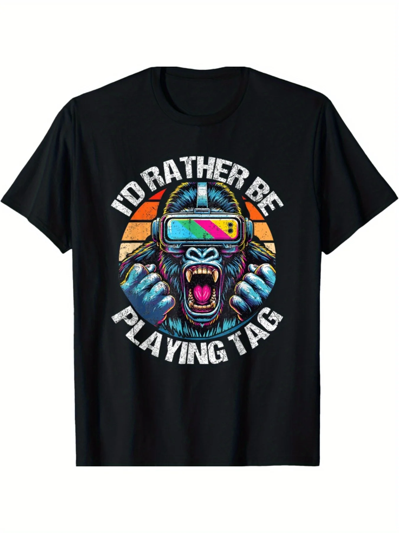

Gorilla VR "I'd Rather Be Playing Tag" T-Shirt - Gamer Casual Short Sleeve Tee