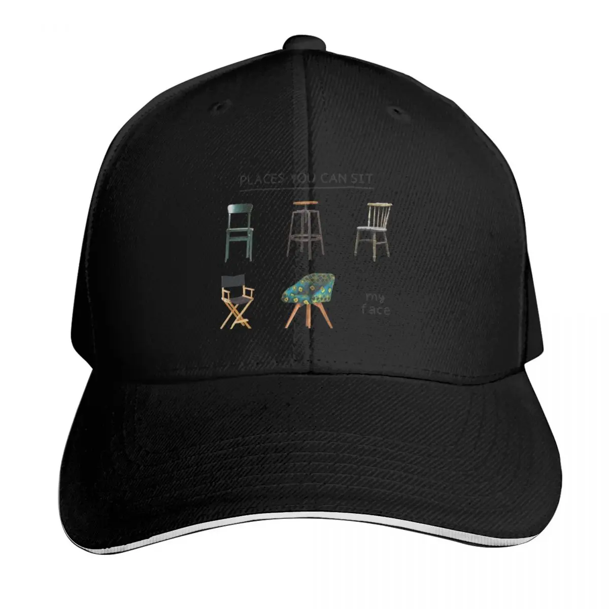 Places You Can Sit - My Face Baseball Cap Curved Brim Classic Fit Low Profile Unstructured Unisex for Men Women