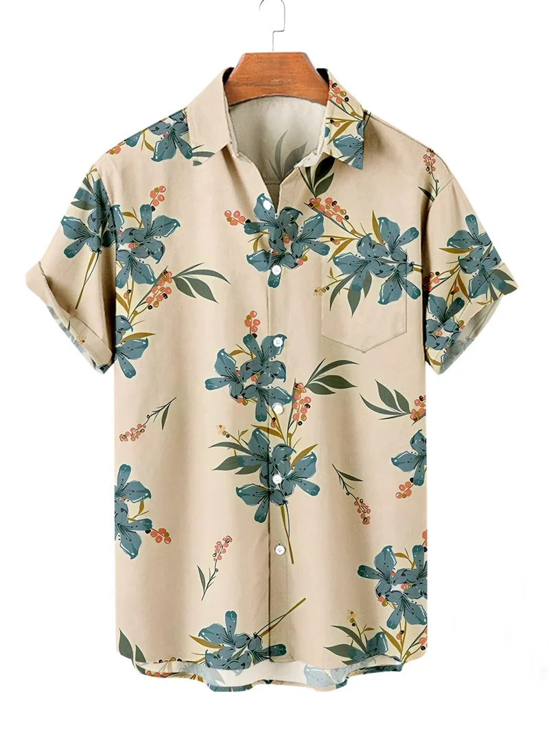 Moda plantas tropicais gráfico camisas havaianas para homens verão na moda streetwear 3d impresso camisa casual oversized férias topos
