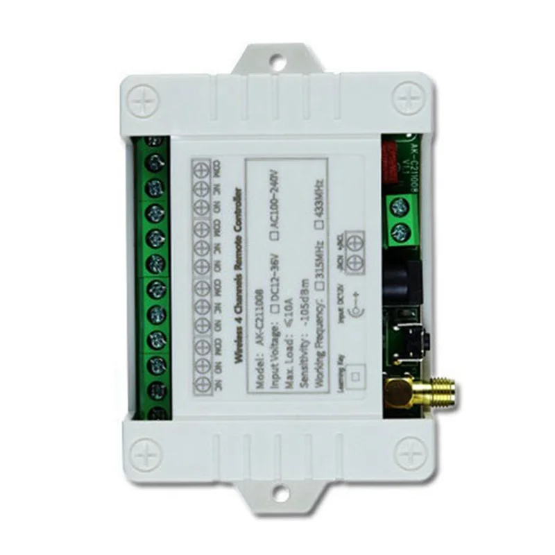 B04B-DC 12V 24V 36V 10A 433Mhz 4 Channel Wireless Relay RF Remote Control Switch Receiver+4CH Transmitter,2 Receiver 4 Remote