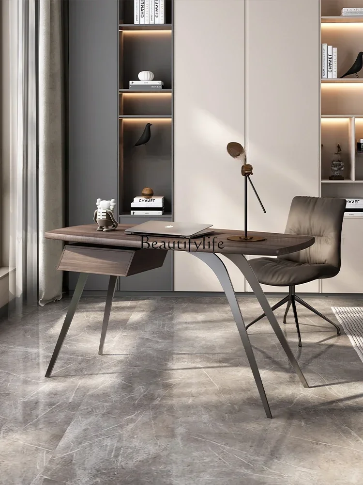 

Italian light luxury minimalist solid wood desk modern minimalist bedroom desk