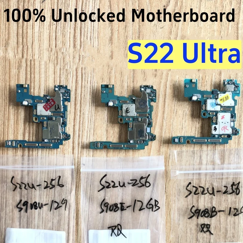 Unlocked S22 Ultra 5G S908B/U Motherboard For Samsung Galaxy S22 Plus 5G S901U/B S906U/B EU/US Version Logic Boards Mainbaord