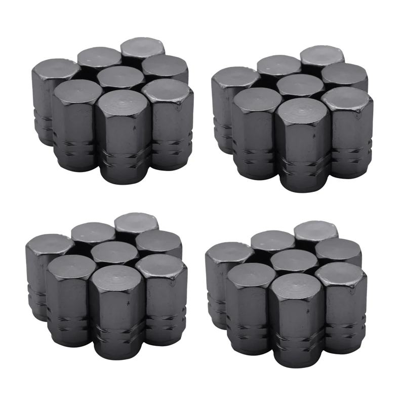 32 Pieces Tire Stem Valve Caps Wheel Valve Covers Car Dustproof Tire Cap, Hexagon Shape Titanium Gray