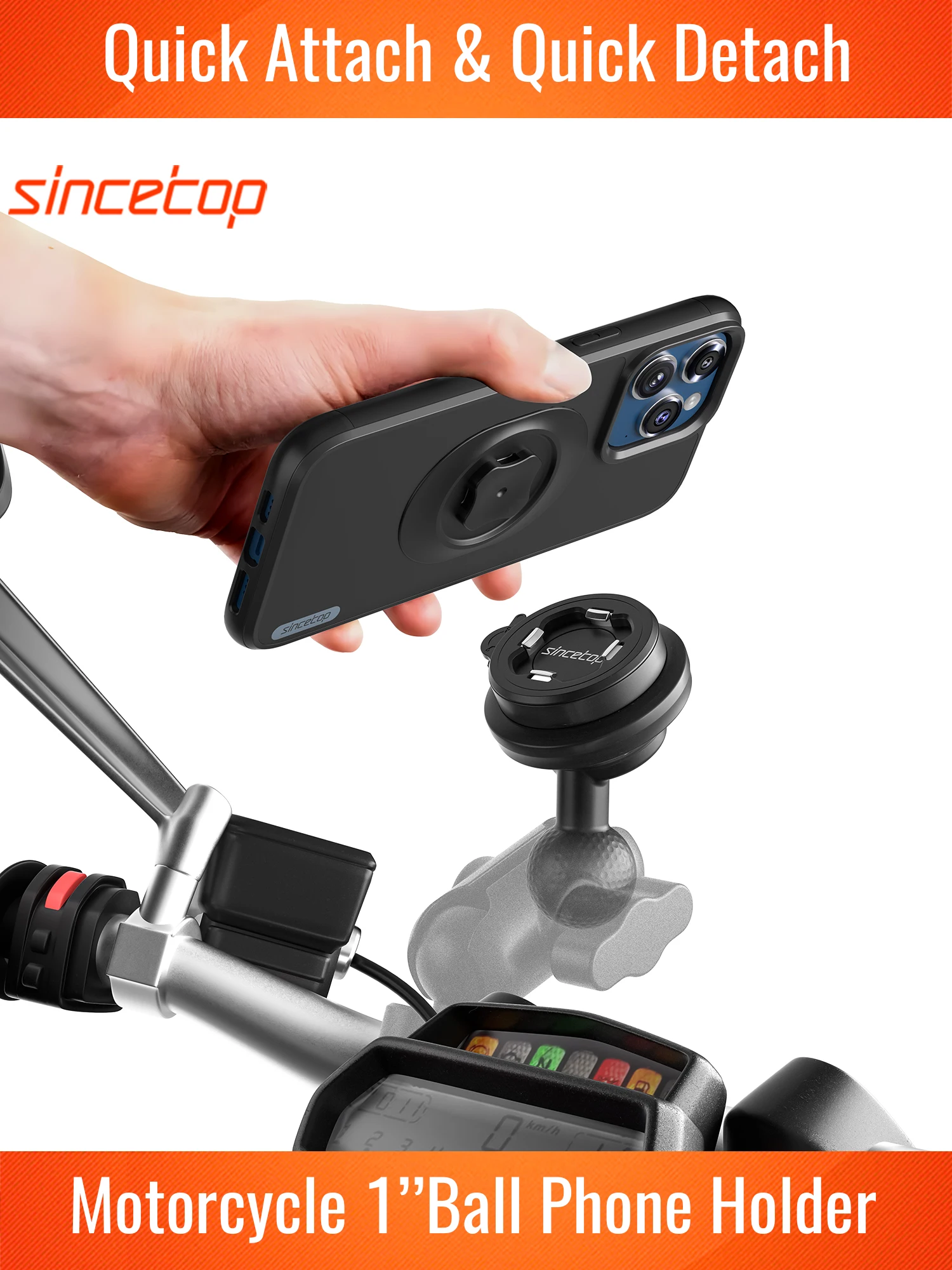 Motorcycles 1"Ball Phone Holder/Mount ,Stand with Vibration Dampener Bike Moto Navigation Smartphone for iPhone
