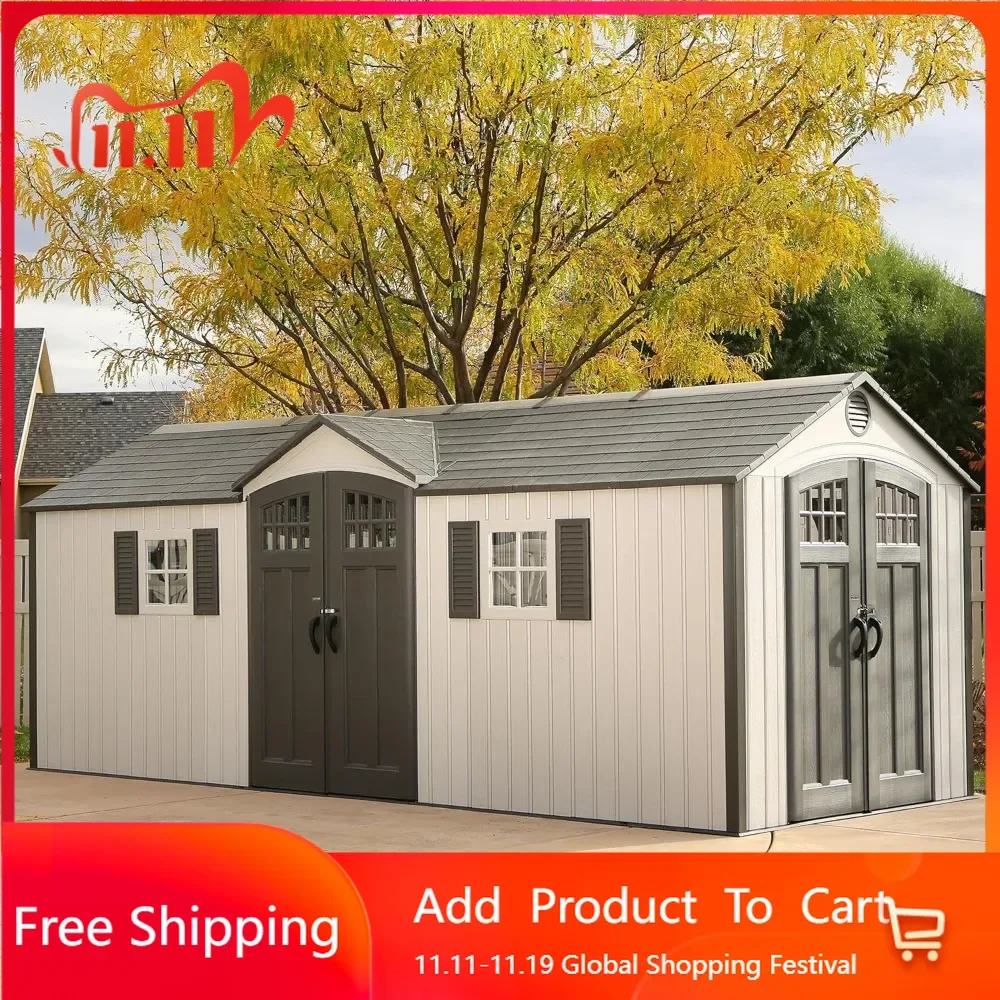 20 X 8 Ft.Outdoor Storage Shed, Desert Sand，Heavy-duty Steel Trusses Provide Additional Roof Strength