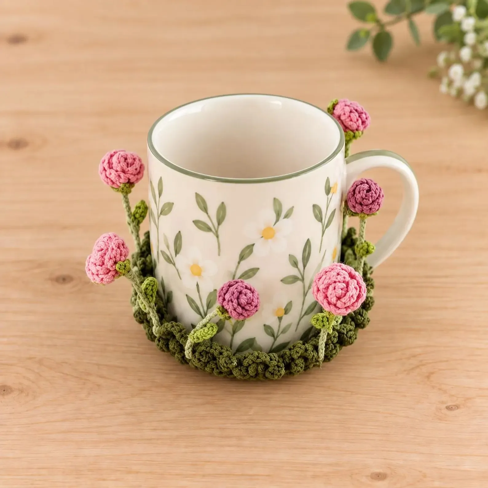 Handmade Crochet 3D Flower Cluster Coaster, Knitted Floral Trivet for Coffee Table, Rustic Cottagecore Desk Decor, Unique Gift