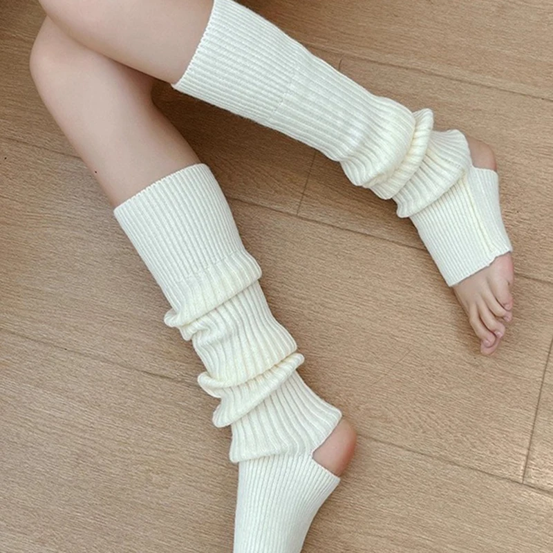 Lange Socken für Frauen Steigbügel-Beinlinge Herbst Winter Overknee-Stiefelmanschetten Mädchen Lolita Gestrickte Overknee-Socken