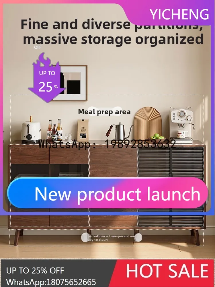 

LYY All solid wood dining side wall-to-wall integrated living room vintage storage cabinet storage cabinet