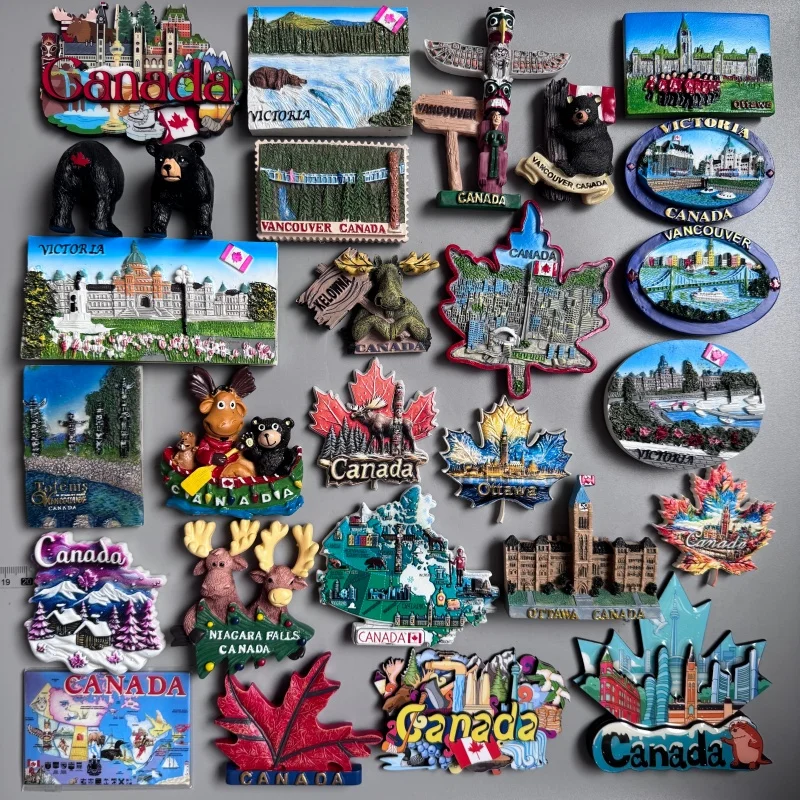 Canadá Lembrança turística Ímãs de geladeira Ottawa Victoria Limeau Bridge Vancouver Quebec Toronto Urso Moose Maple Leaf Adesivos
