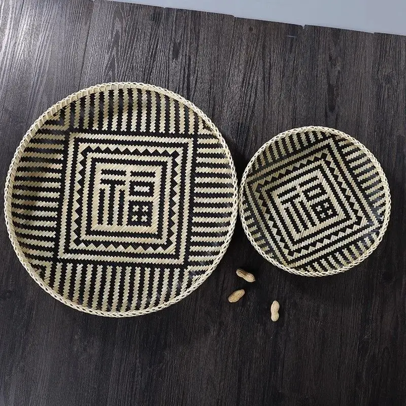 

Pure handmade bamboo basket household bamboo weaving storage blessing characters drying dustpan bamboo products sieve pore-free