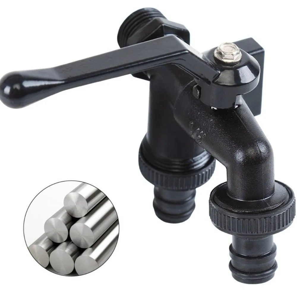 

1/2 Inch Inlet Double Outlet Faucet Zinc Alloy Black Paint Bibcock Frost-Proof Corrosion Resistant Garden Water Valve