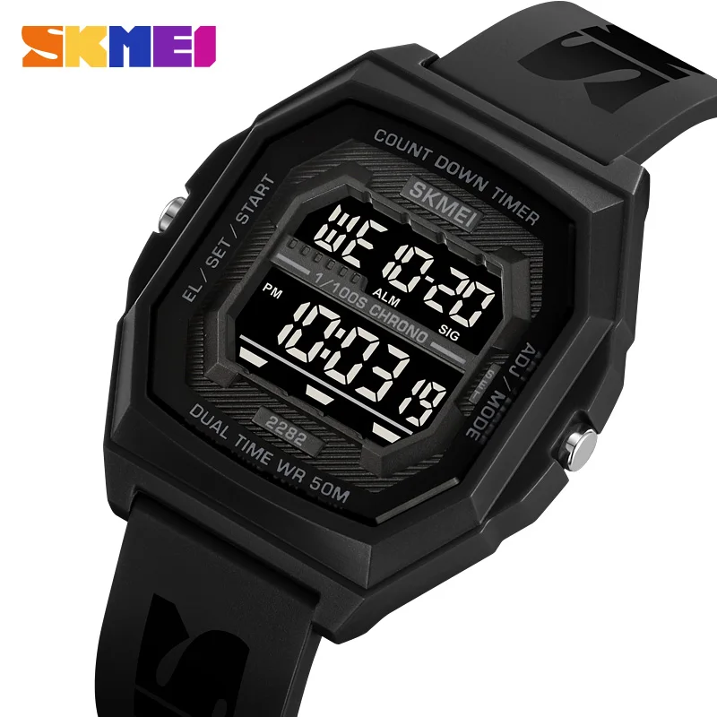 

SKMEI Fashion Digital Sport Electronic Watches For Men Women 5Bar Waterproof Stopwatch Countdown Wristwatches Clock Reloj Hombre