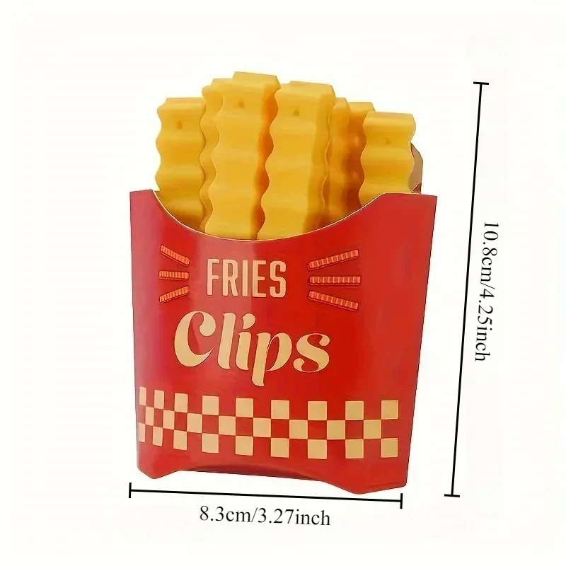 12Pcs Mini French Fries Sealing Clips with Fridge Magnet, Small Food Bag Clips for Kitchen Plastic Bag Fresh Keeping