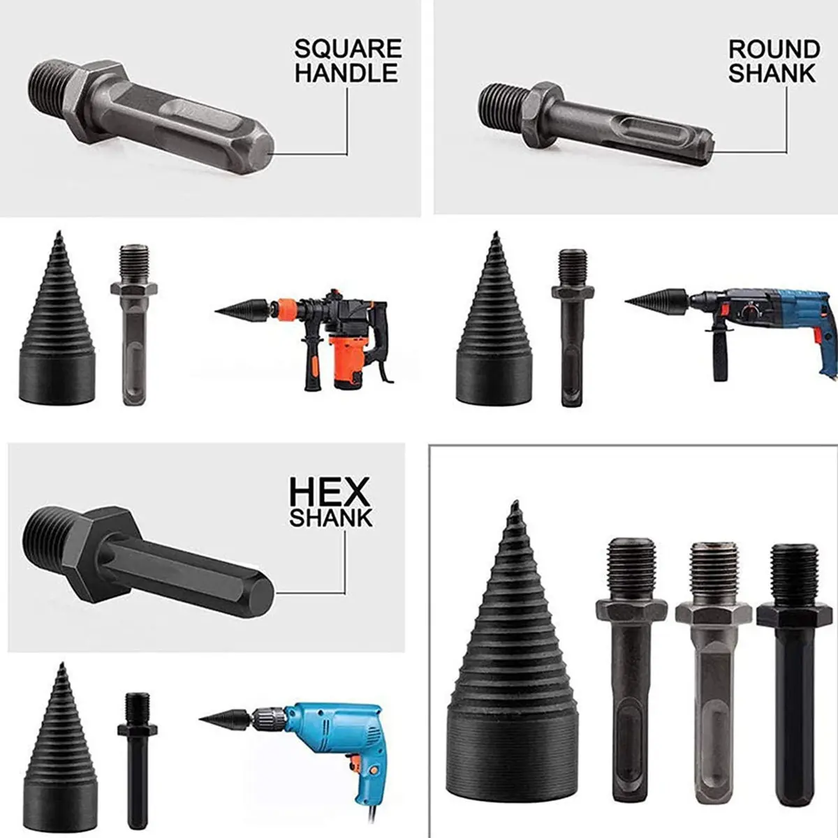 

1Set Premium Steel Firewood Log Splitter Drill Bit Deep Thread Cone Design for Hand Drill Efficient Wood Splitting Tool for Oak