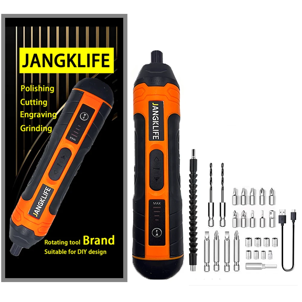 

JANGKLIFE Cordless Electric Screwdriver Rechargeable 1300mah Lithium Battery Mini Drill 3.6V Power Tools Set