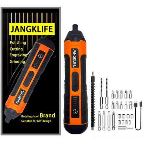 JANGKLIFE tournevis électrique sans fil batterie au Lithium Rechargeable 1300 mah Mini perceuse 3.6 V ensemble d'outils électriques