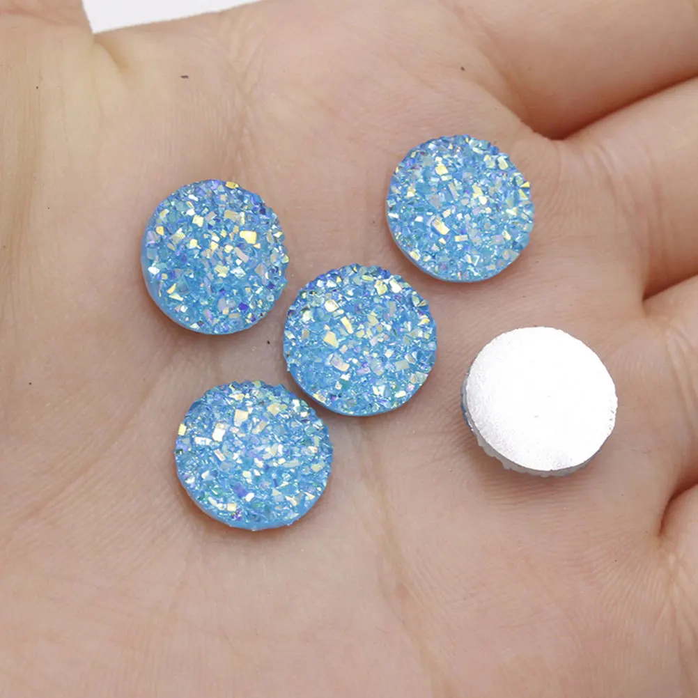 100Pcs 12Mm Resin Rhinestone Set Transparent Round Flatback Sparkling DIY Embellishments for Necklace Bracelet Craft Projects