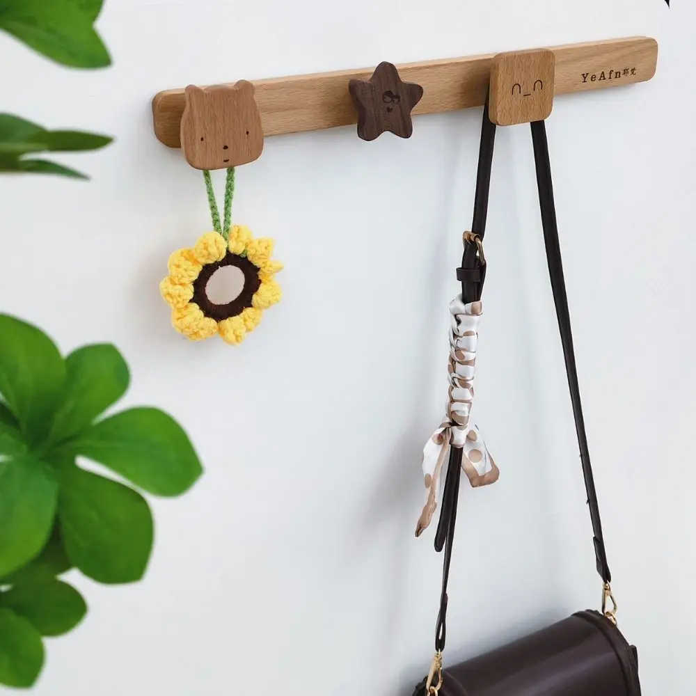 

Water-proof Cute Solid Wood Hook Wall Hanging Decorative Debris Storage Hook Free Punch Coat Hook Clothes Hanger Behind The Door