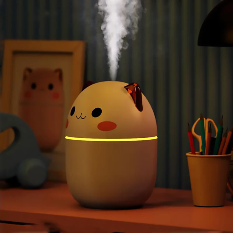 220Ml Air Humidifier น่ารักสัตว์เลี้ยงมินิขนาดเล็กน้ำมันหอมระเหยความคิดสร้างสรรค์หมี USB LED Night Lamp