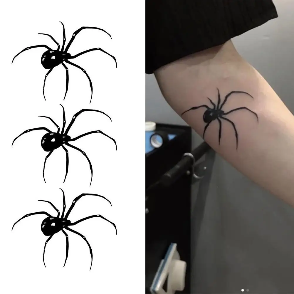 3D Spider Tattoo Waterproof Halloween Temporary Body Up Temporaire Make Sticker Scary Disposable Tatouage Art E3I4