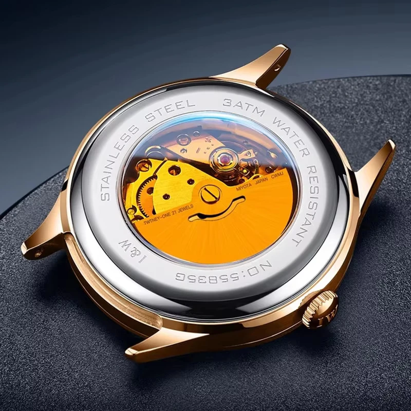 IW ساعات آلية أوتوماتيكية ميوتا حركة الأعمال تاريخ رجل ساعة حزام من الجلد مقاوم للماء الياقوت مرآة #5