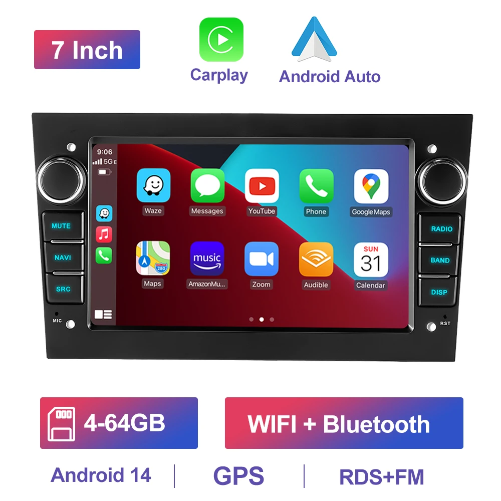 2 Din autoradio Android14 Auto CarPlay voor Opel Astra H G J Zafira B Corsa C D Antara Vectra Vivaro auto multimedia speler
