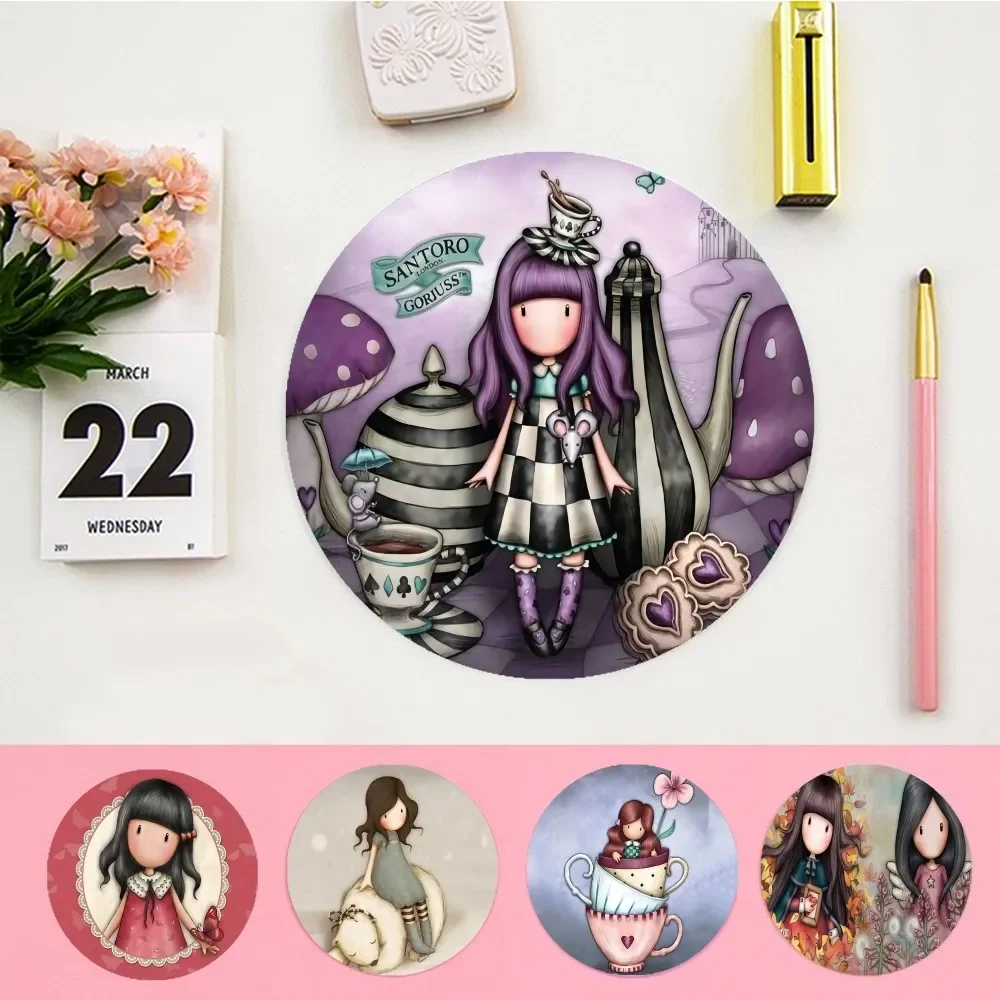 Santoro Gorjuss DIY Round Big Promotion Table Mat Student Mousepad Computer Keyboard Pad Games Pad for Teen Girls Bedroom