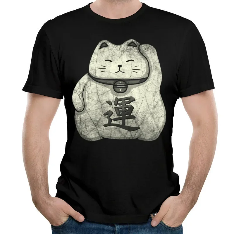 

Retro Lucky Cat T-Shirt 100% Cotton O-Neck Short Sleeve Summer Casual Mens T-shirt Streetwear