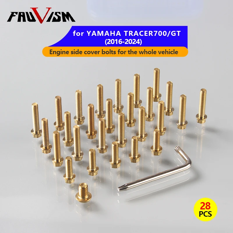 Engine Bolts for Yamaha Tracer 700/GT 16-24 Clutch Cover/Magneto Cover/Water Pump/Chain Stainless Steel Star Hex Vacuum PVD 5