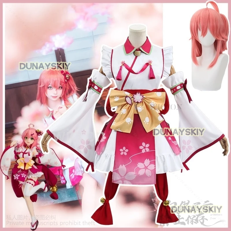 Sakura Miko Cosplay Anime Holo Vtuber Costume Japanese Kimono Dress Lolita For Christmas Halloween Girls Customized