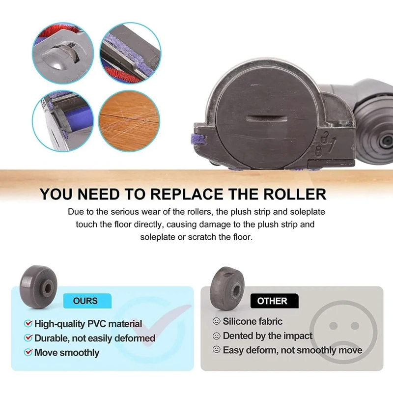 AC66 10 قطعة عجلات Soleplate لاستبدال دايسون V6 V7 V8 V10 V11 V15 DC58 DC59 DC62 أجزاء بكرات الرأس الأنظف المباشر