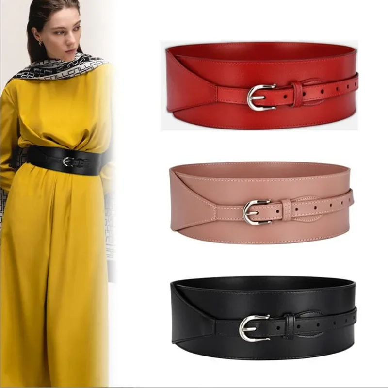 Fashion Wide Women Belts Designer Women Real Leather Belt Metal Pin Buckles Female Soft Comfortable ClothesWaistbandsAccessories