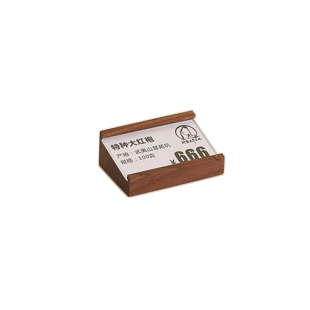 Creative Design Multi-size Price Tag Holder Kahki Coffee Sign Holder Label Stand Wood Base Price Display Rack Product Display