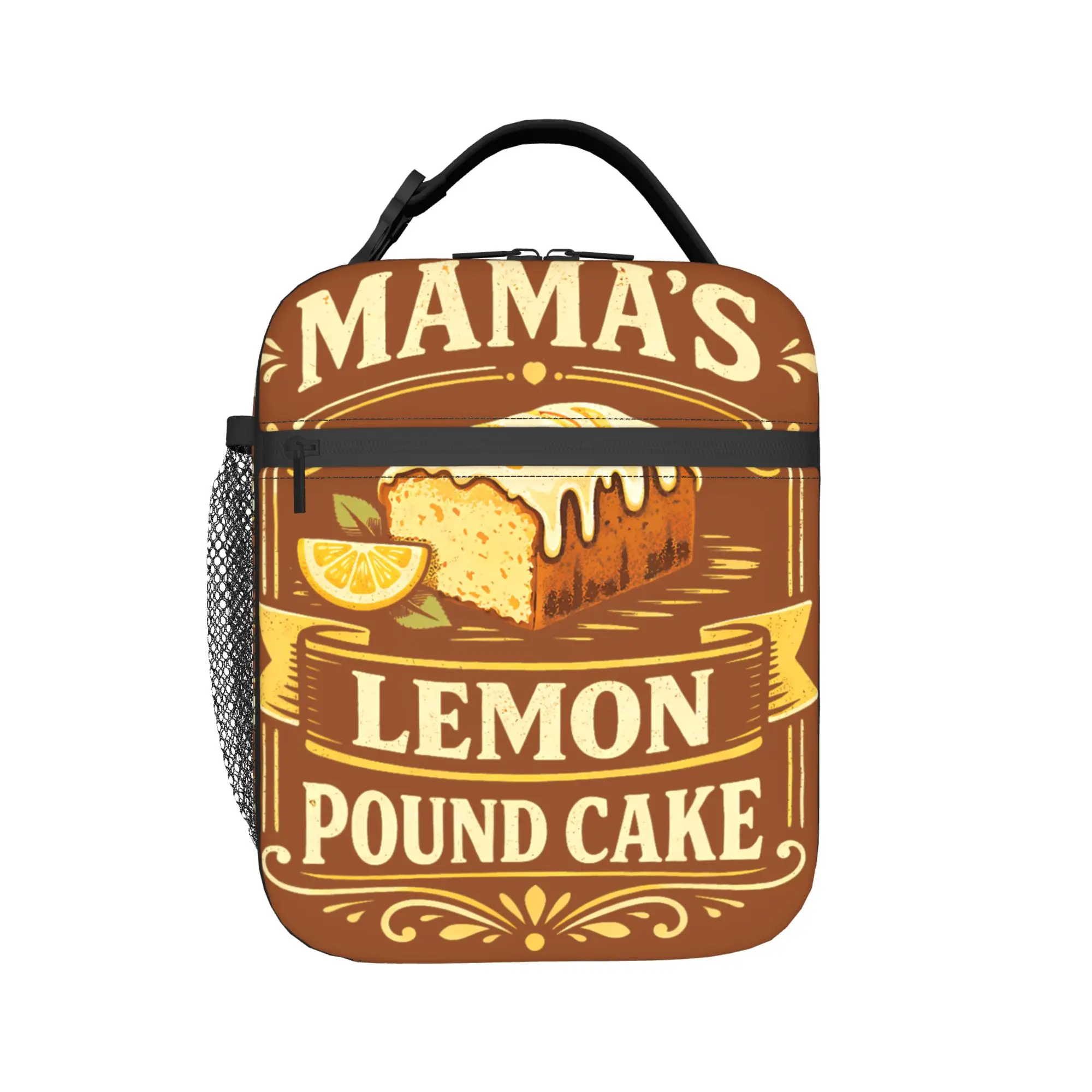 Cool Mama's Lemon Pound Cake Food Lovers Lunch Bag  Aesthetic Lunch Box For Travel Portable Insulated Cooler Bag Tote Food Bags