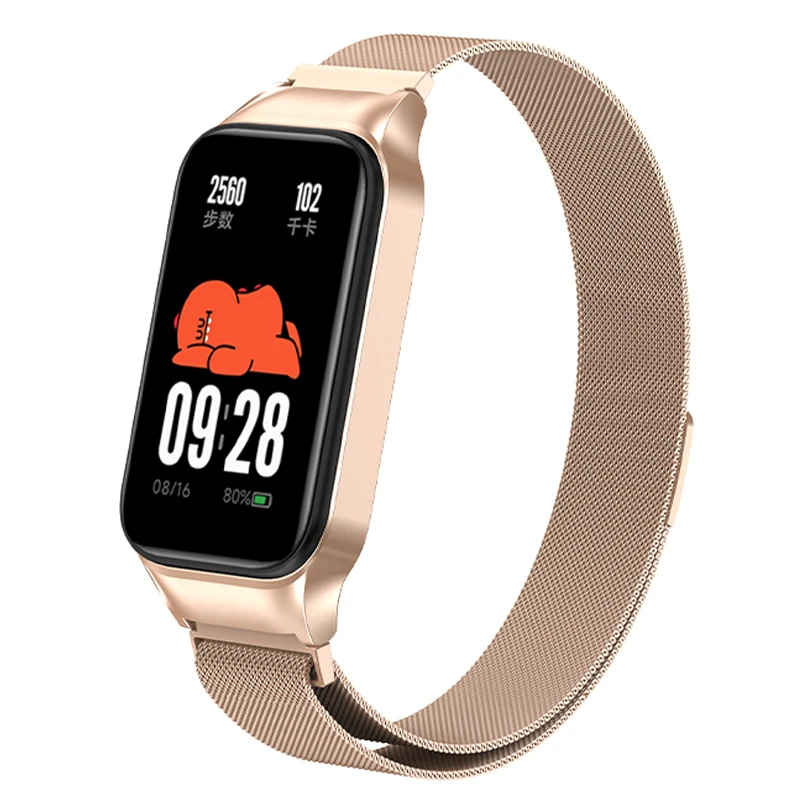 Milanese Loop Band voor Xiaomi Mi Band 9 Active Strap Metalen Magnetische Armband Horlogeband voor Redmi Band 3 Vervangbare Band