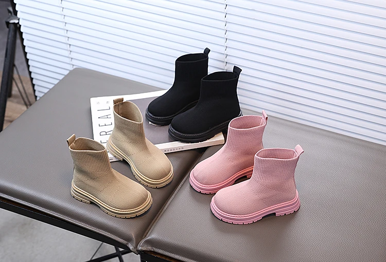

Children Sock Boots Spring Autumn 2025 Comfortable Non Slip Outdoor Girls Short Boot Casual Fashion Wedges Ankle Boot Kids Shoes