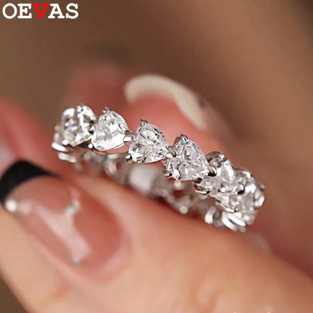 

OEVAS 5 мм кольцо с высокоуглеродистым бриллиантом в форме сердца для женщин, 100% стерлинговое серебро S925, сверкающее обручальное кольцо, ювелирное изделие, подарок