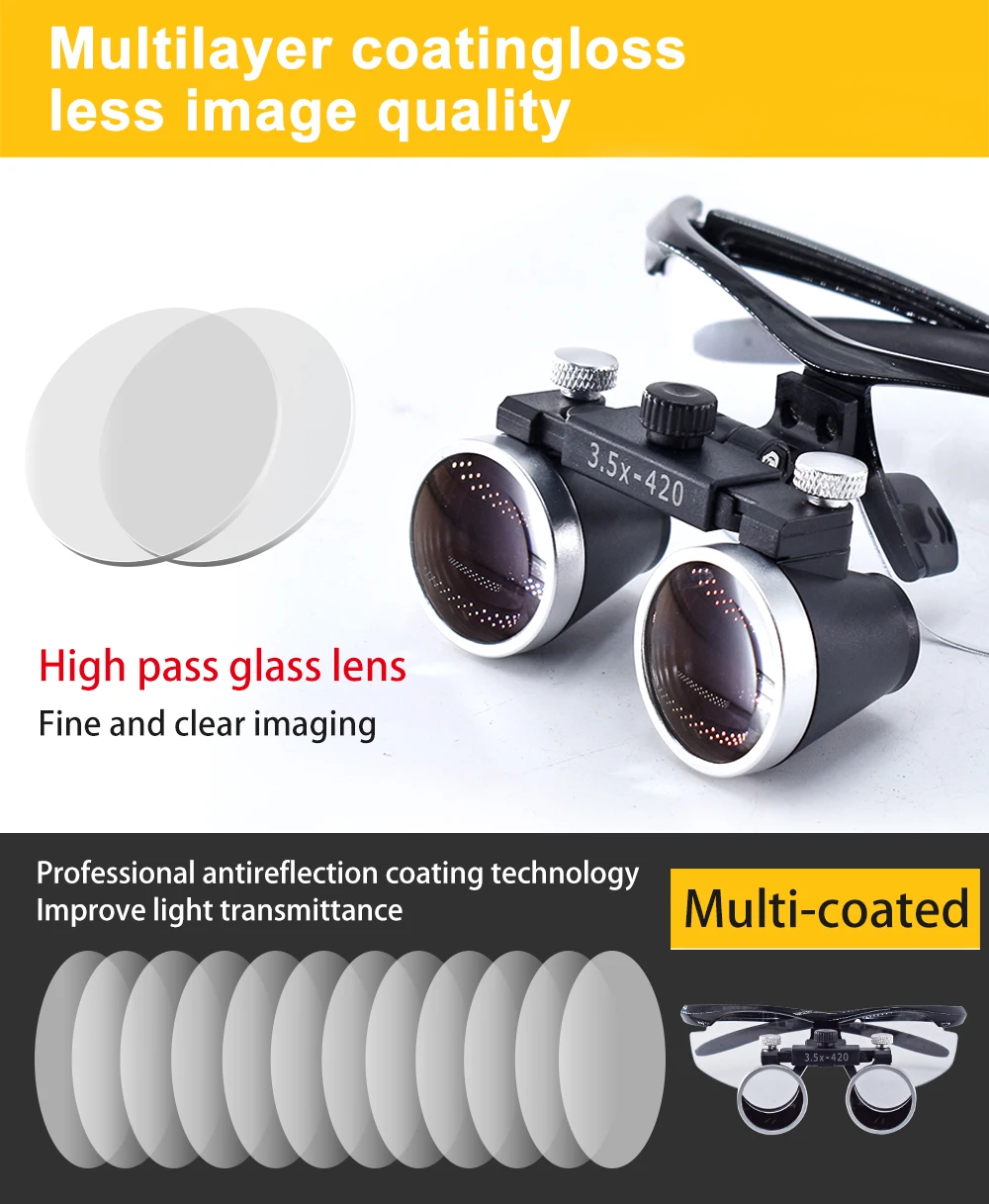 Dentistry Binocular Magnifier 2.5X 3.5X Ultra-lightweight Optical Loupes 320-420mm Magnifying Glass With Wireless 5W Headlamp