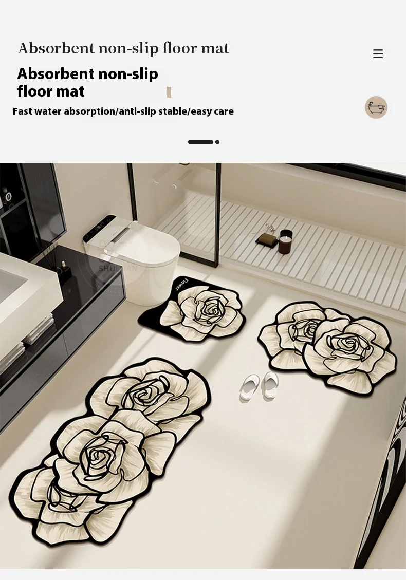VIKAMA 1/3PCS Teppich Französisch Premium Geformt Wc Teppich Licht Luxus Badezimmer Wc Saugfähigen Nicht-slip Kissen hause Dekoration – Detail 5