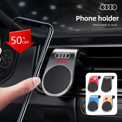 Car Phone Holder Emblems Magnet Phone Stand Car Accessories For Audi A4 A3 A5 A6 A7 A8 Q3 Q5 Q7 Q8 B5 B6 B7 B8 B9 Q7 8P 8V 8L