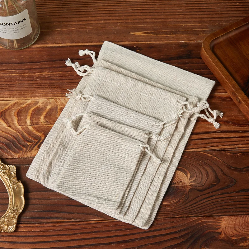 1pcs Blank Drawstring Canvas Bag Jewelry Packagign Fabric Cloth Pouches 10x14cm 13x18cm 15x20cm Wedding Favor Gift Bag Candy