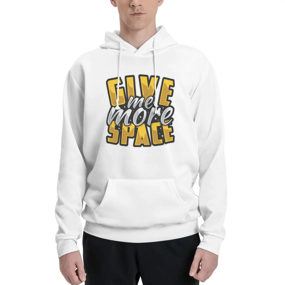 Give Me More Space Hoodie Men Women Sweatshirt Graphic Print Kanga Pocket Hoodies Casual Hoodie Pullover Long Sleeve Shirts