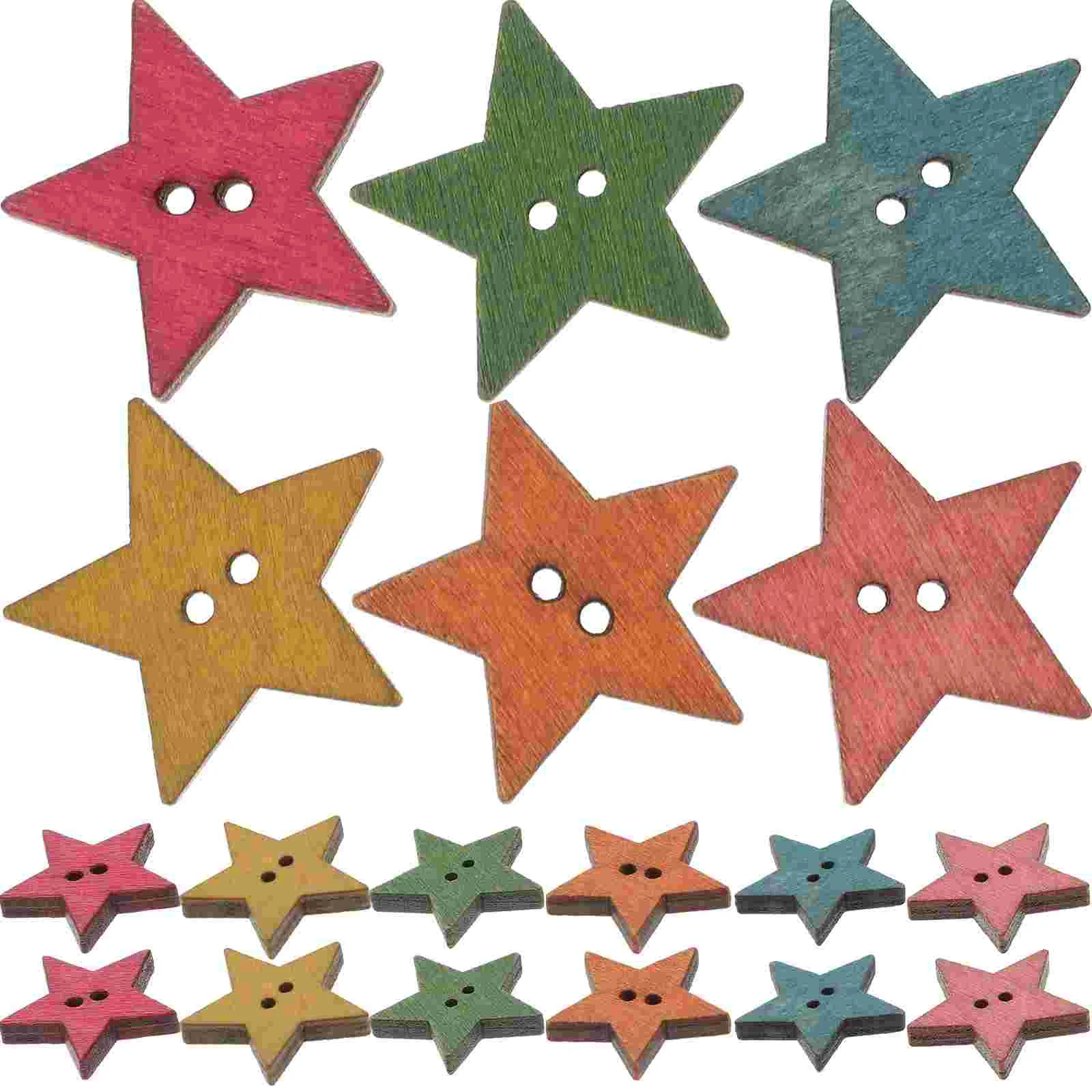 Boho Decorations Five-Pointed Star Button Retro Wooden Buttons Hand Craft Sewing