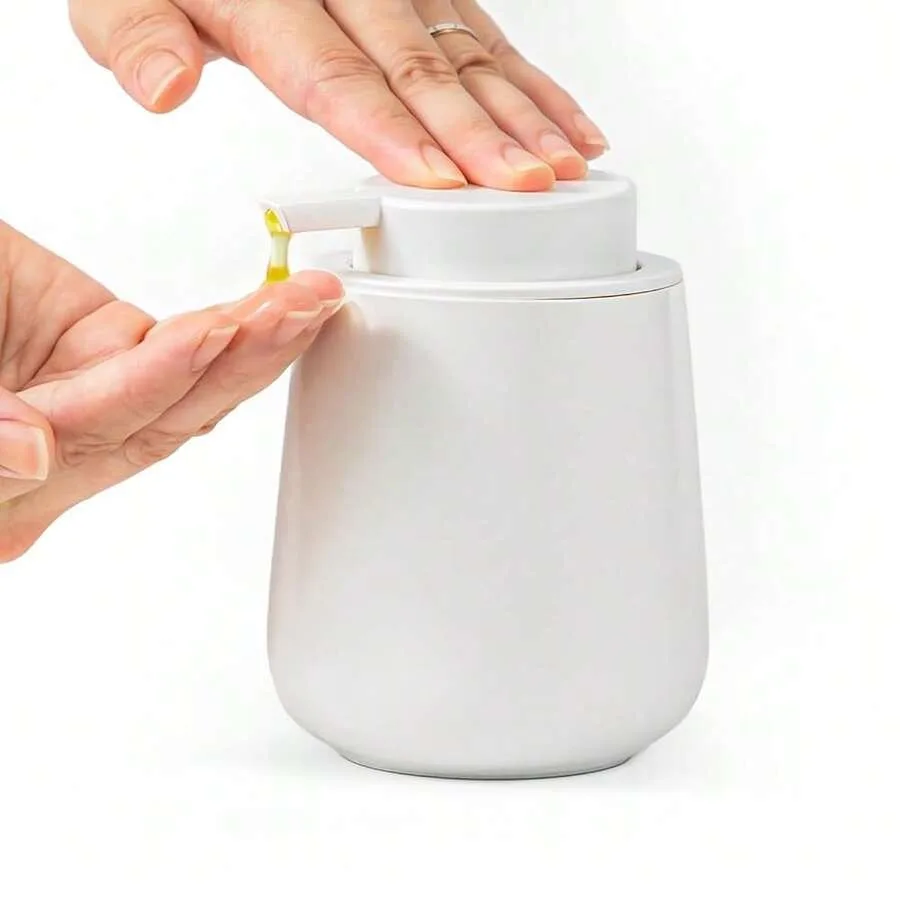 

Soap Dispenser, Ceramic Foaming Soap Dispenser With Easy-To-Press Pump For Bathroom White Liquid Dispenser