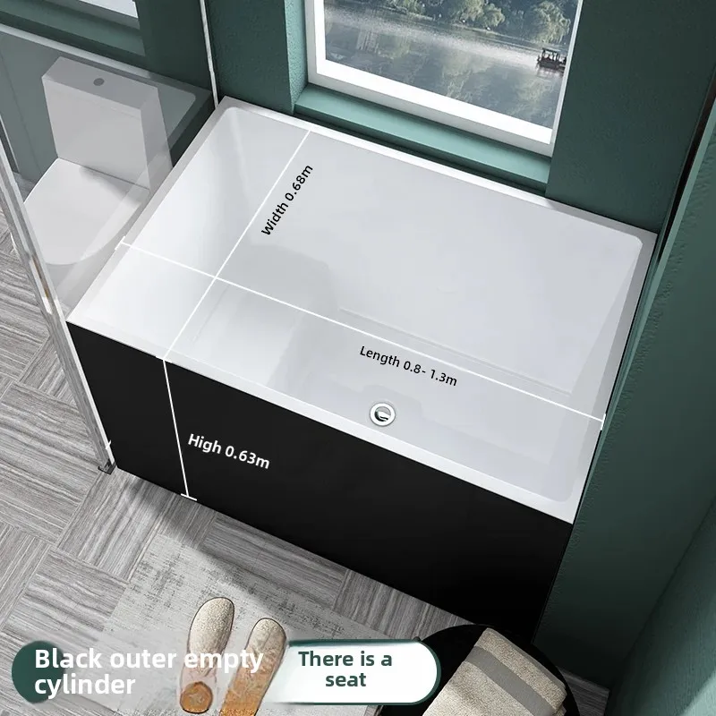 YY-- deepened bathtub acrylic freestanding household small corner bathtub mini sitting bule