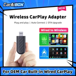 CarAIBOX Original Wired Carplay or Android auto to Wireless 2in1 Adapter Play and Plug for VW Benz Audi Mazda Nissan Peugeot