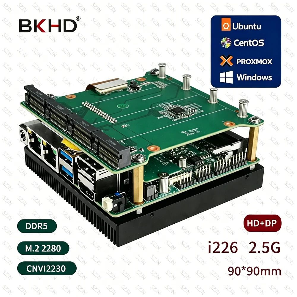 Mini NAS Motherboard X86 Development Board 4*M2 NVME Expansion Board 12th Gen Intel N100 DDR5 2X I226-V 2.5G Network Card