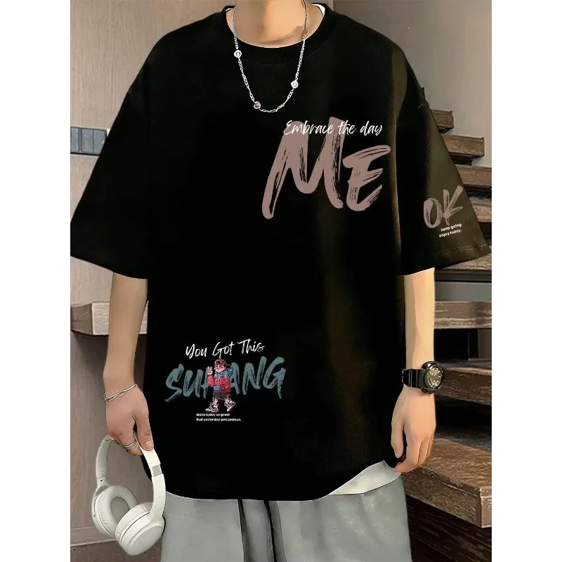 Trendy American Style Pure Cotton Printed T-shirt Short Sleeve Men's And Women's Fashionable Loose Top for Personalized Look
