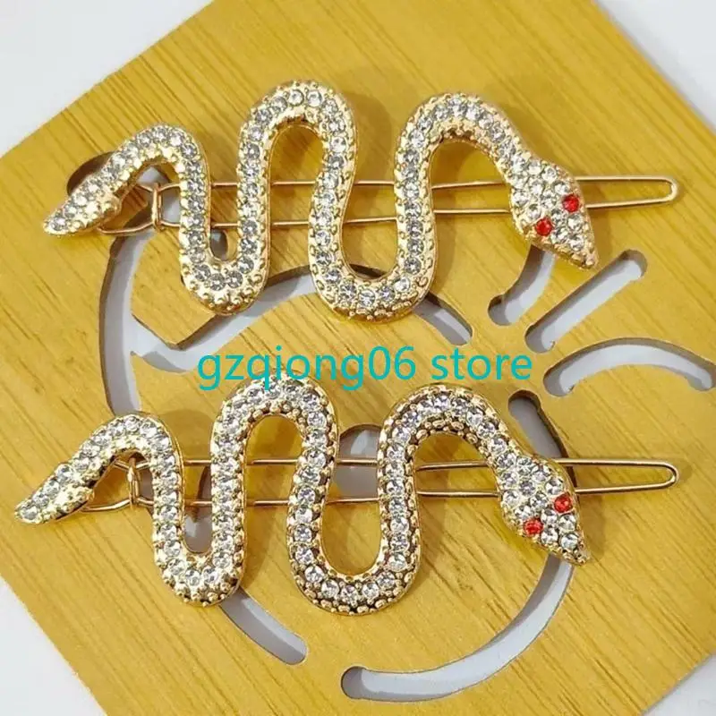 K3NF Unique Rhinestones Snake Hair Clip Elegant Hair Pin For Parties And Weddings