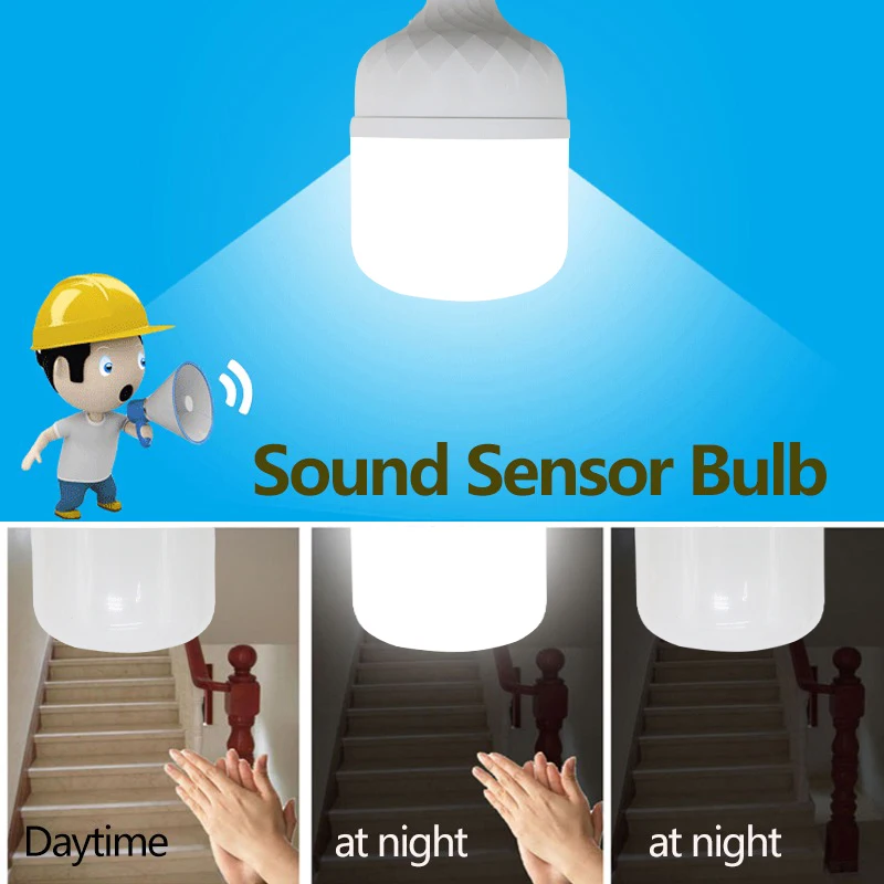 Sensore audio automatico Led Pir sensore vocale lampada 5w 10w Led voce Contorl lampada ingresso scale corridoio luce corridoio E27